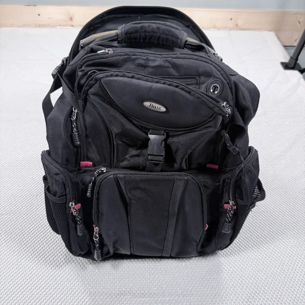 Bass by G.H. Bass Black Multi-Pocket Laptop Backpack Travel Business School Bag